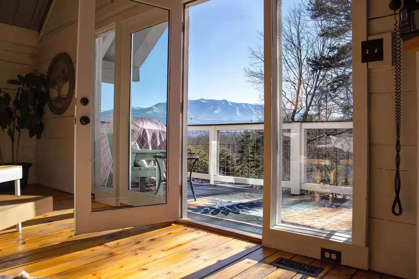 deck with mountain view