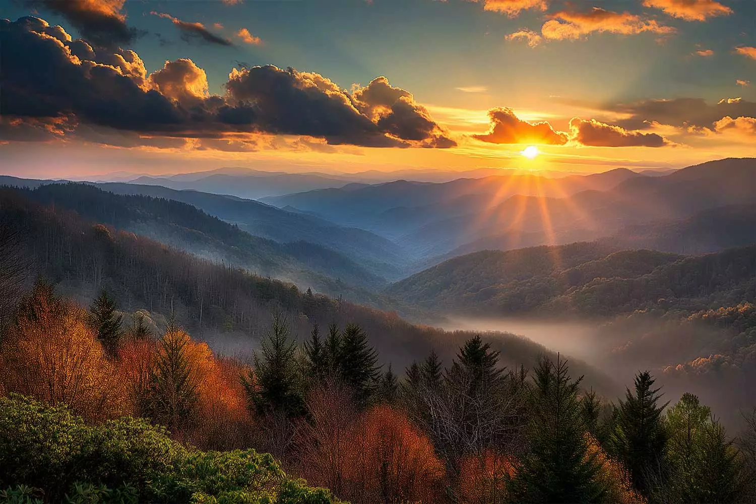 A view of the Great Smoky Mountain National Park in East Tennessee.